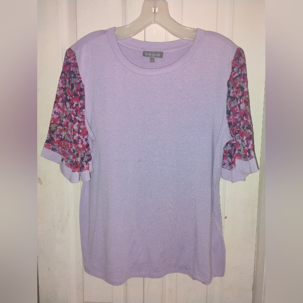Lavender Floral Sleeve Women's Top